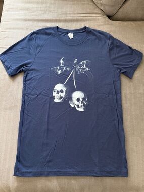 Navy Graphic Skull Cherry T-Shirt - NEW!